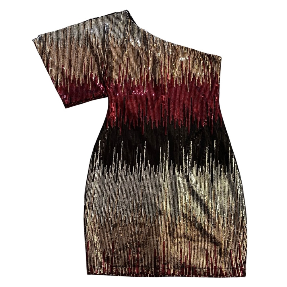 Bisou Bisou Silver Asymmetrical Sequin Cocktail Dress Size 6 - Picture 2 of 10